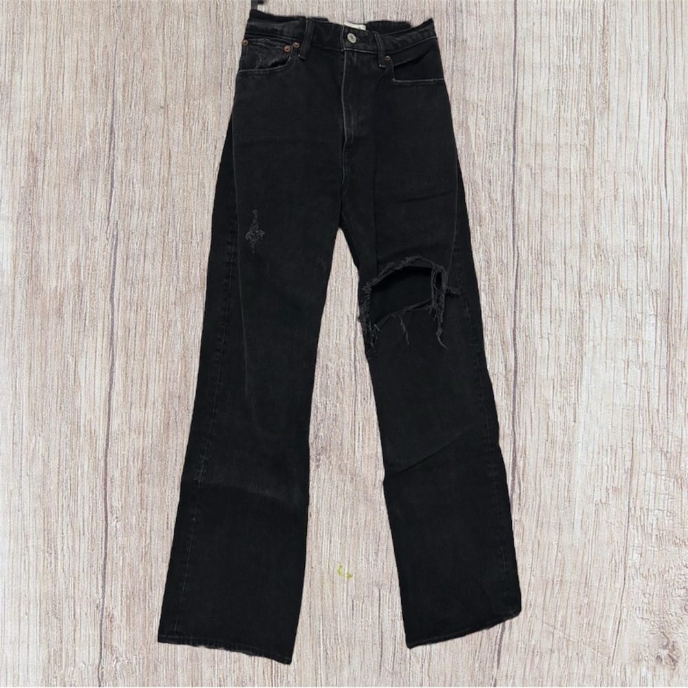 Abercrombie & Fitch Distressed Black Straight Leg Jeans
